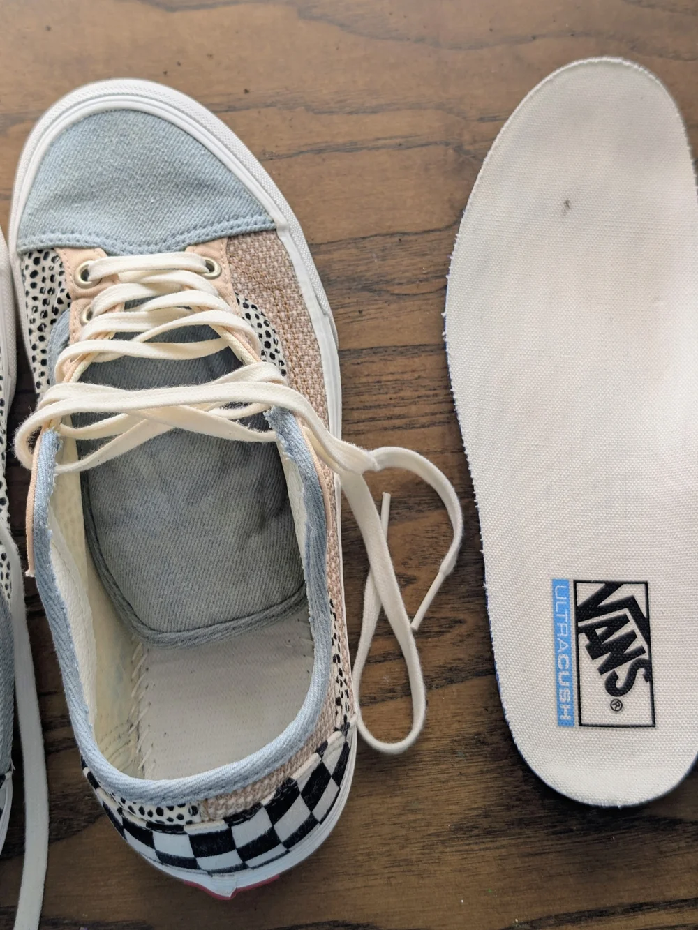 Vans Women's Low Top Mixed-Print Sneakers in Blue & Cream